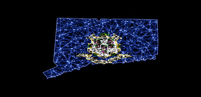 Map of Connecticut, Polygonal mesh line map, flag map