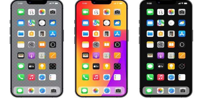 Iphone 14. Apple inc. smartphone with ios 14. Locked screen, phone navigation page, home page with 47 popular apps. Vector illustration EPS10. Editorial