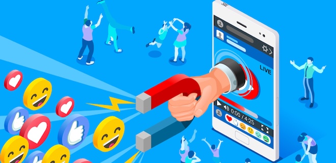 Social influencer concept. Media content to grab like from social audience. Vector Design.
